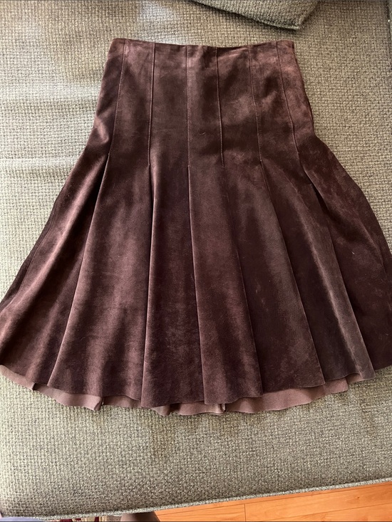 Danier Dresses & Skirts - Danier Dark Brown Suede A-Line Pleated Skirt (sz 4)